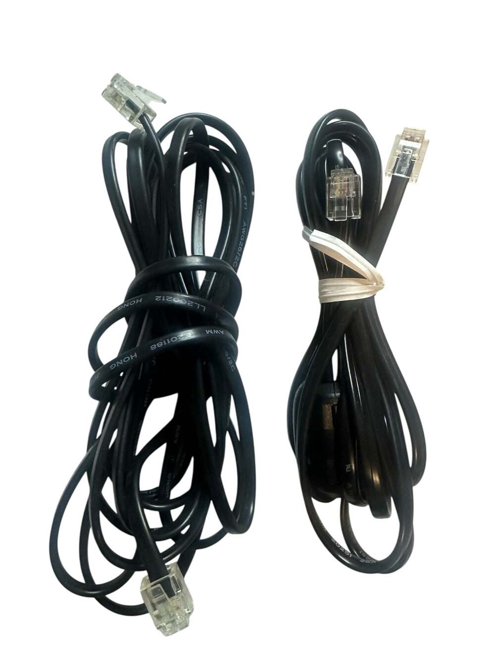 Set of 2 RJ11 6P4C Telephone Handset Extension Cables